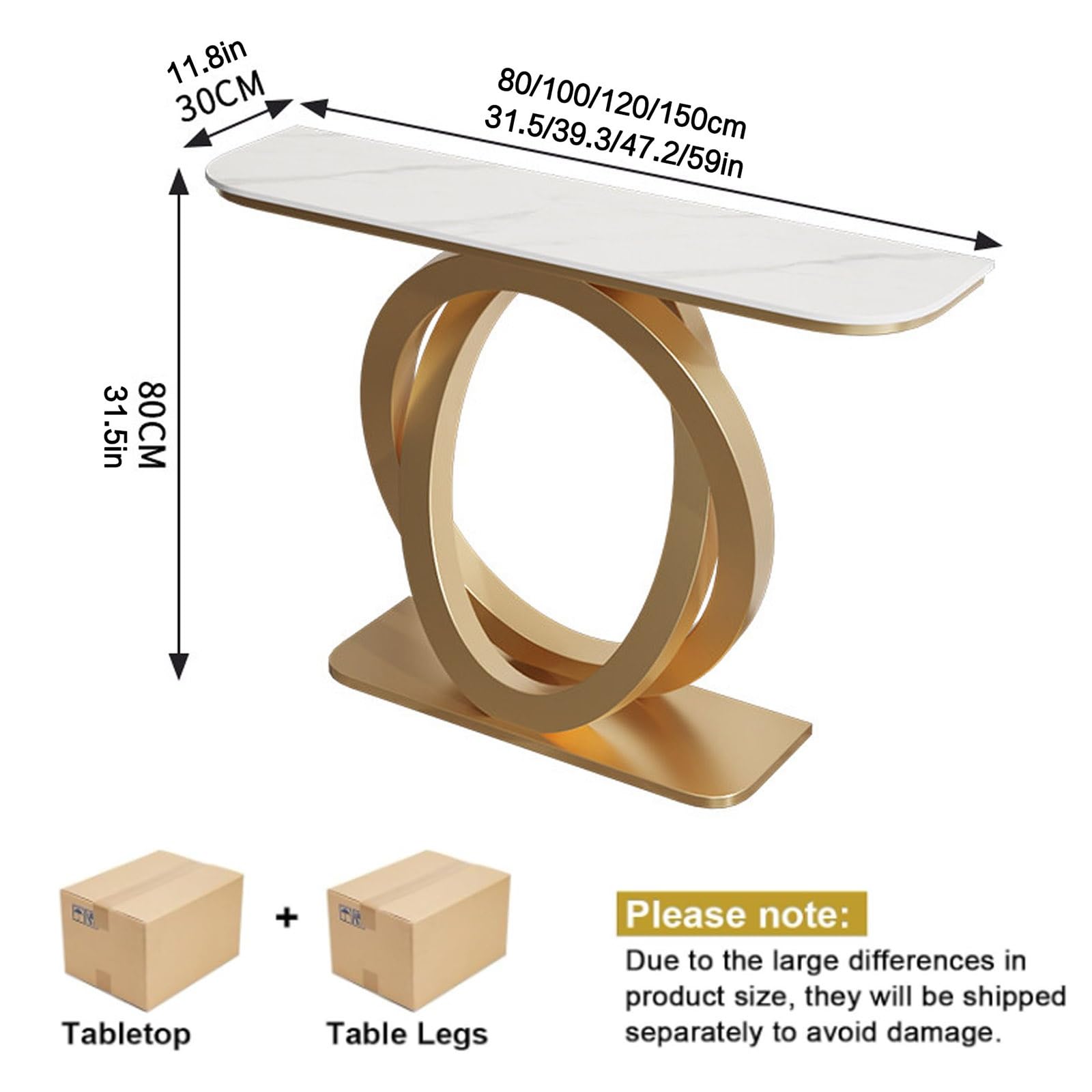 Tavolo consolle in pietra sinterizzata, tavolo da ingresso sottile, tavolino moderno da posizionare dietro al divano, tavolo lungo con struttura in metallo(Type B,100x30x80cm/39.3x11.8x31.5in)