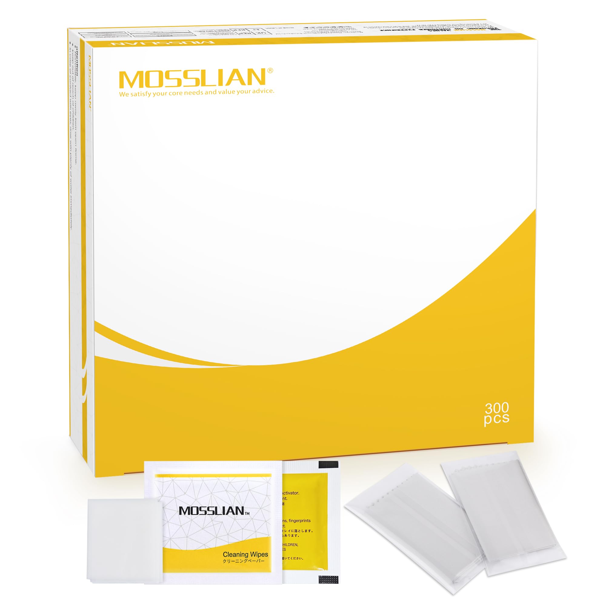 MOSSLIAN 300 Pack Hearing Aid Cleaning Wipes Individually Wrapped,Hearing Aid Wipes,Hearing Aid Cleaning Kits,Hearing Aid Accessories,Cleaning Wipes for Screen,Glasses,Phone