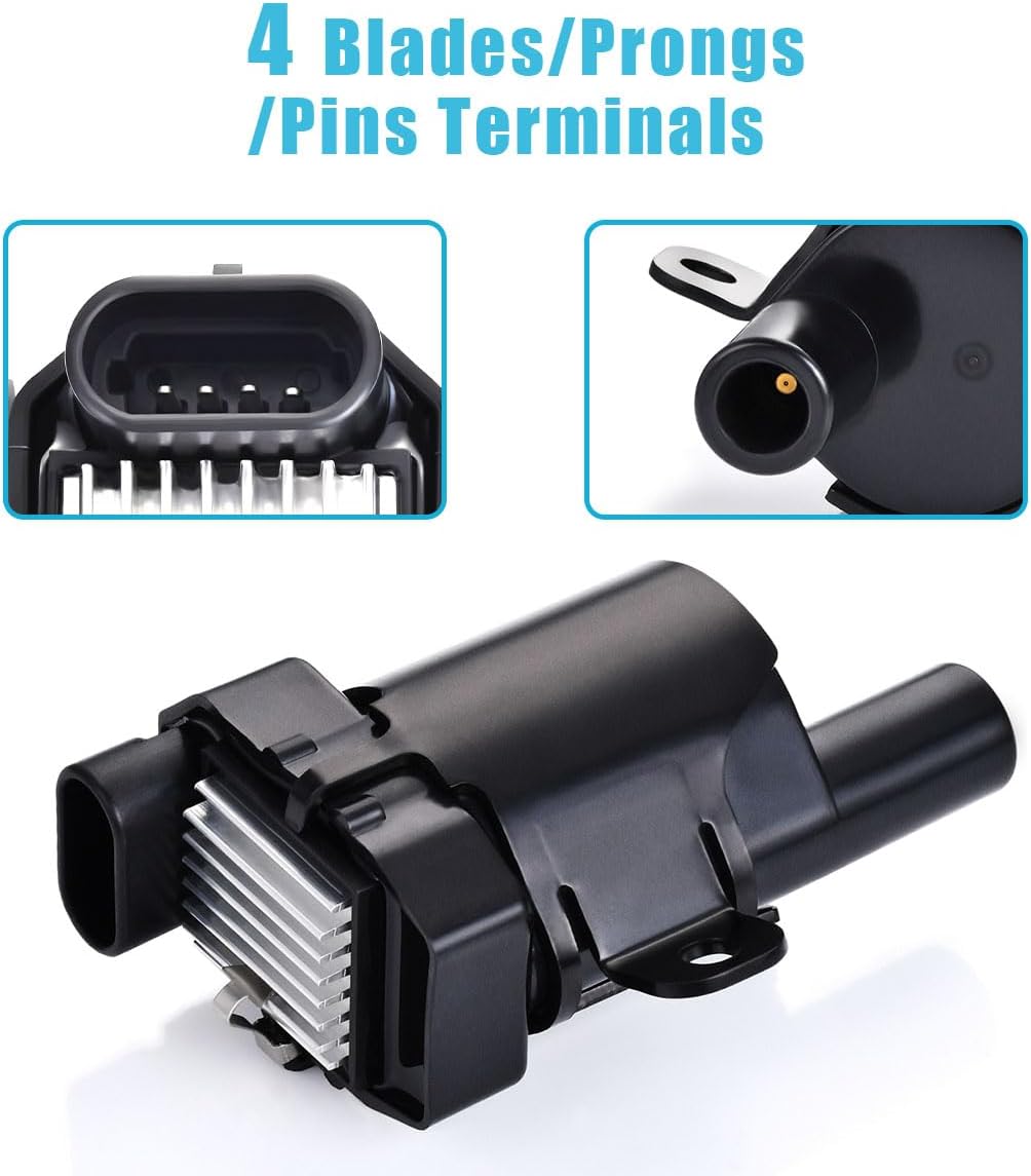 MAS Set of 8 Round Ignition Coils Pack UF262 & 748UU 8.5mm Spark Plug Wire Set Compatible with Chevy Hummer H2 Cadillac GMC Yukon Silverado Sierra 1500 4.8L 5.3L 6.0L Replacement for C1512 D585