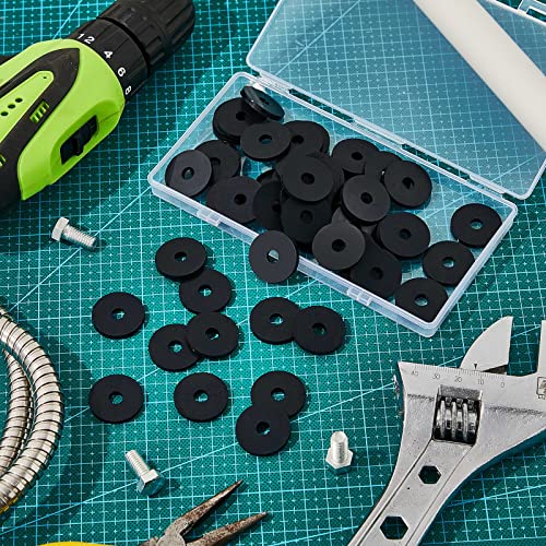 Rubber Washer Heavy Duty Abrasion Resistant Rubber, 1 Od X 1/4 Id X 1/8 Thickness Rubber Flat Washer Flat Rubber Grommets Black Rubber Washers For Bolts Spacers, Vibration Suppression (50) #TOP3