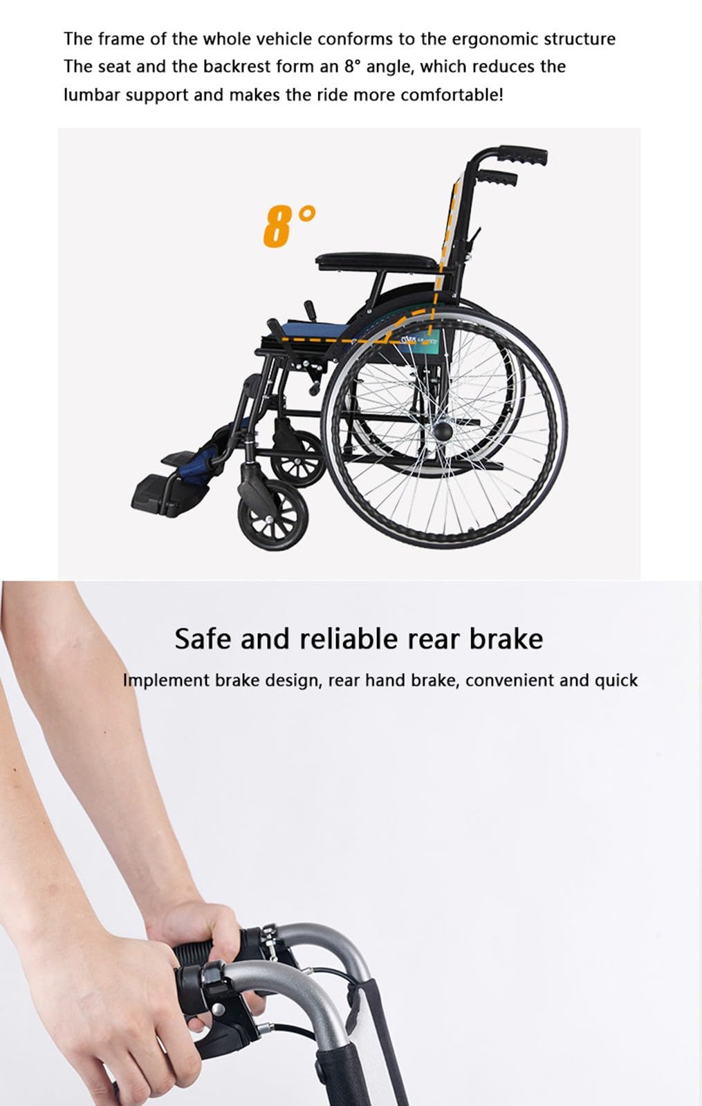 Sillas De Ruedas Autopropulsadas,Aluminio Ligero Plegable,Trolley para Silla De Ruedas para Ancianos De Viaje Pequeño con Frenos De Asistente para Cinturón De Seguridad A