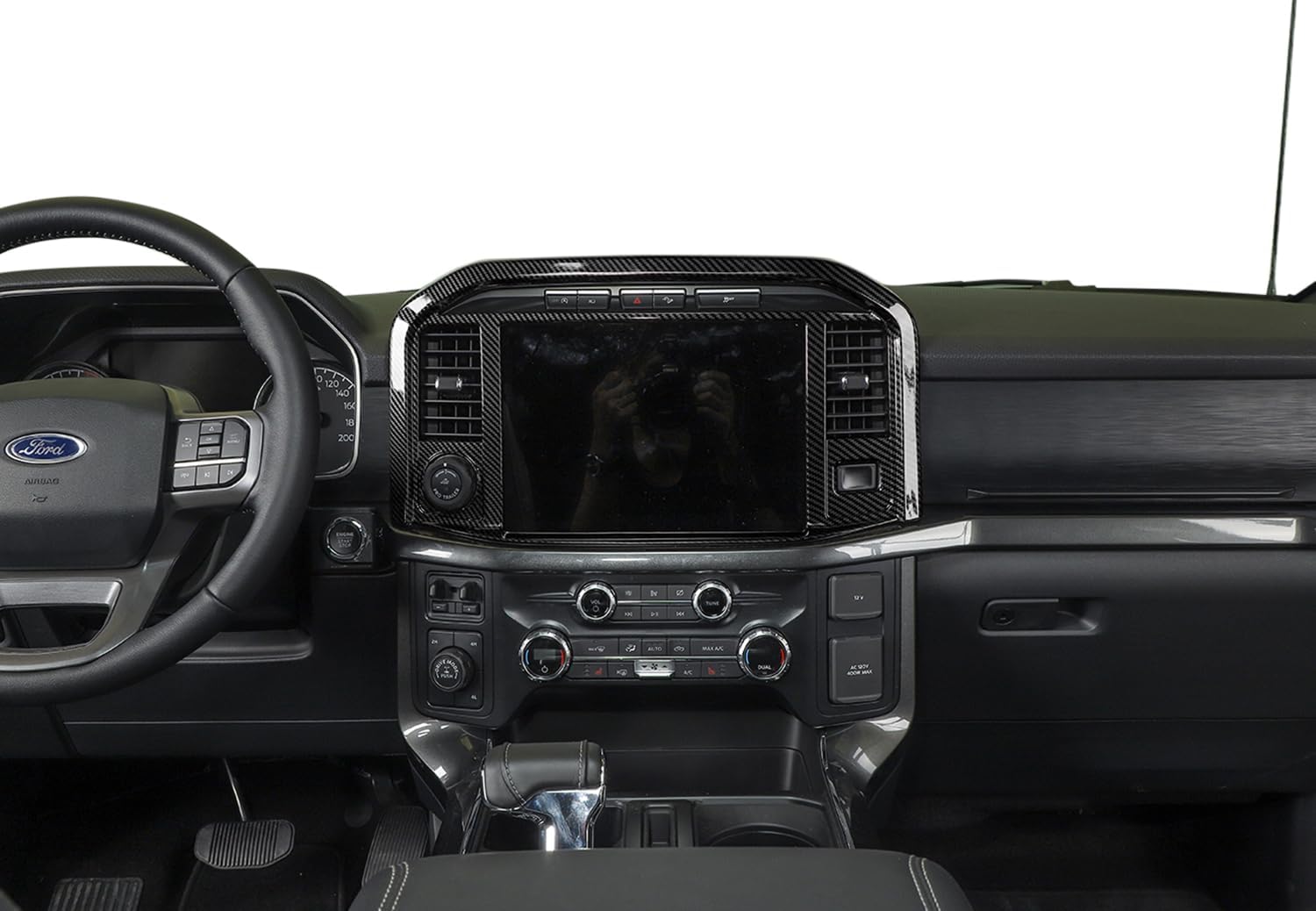 Center Control Navigation Screen Panel Cover Center Console GPS Screen Frame Trim Sticker for Ford F150 2021 2022 2023 2024 2025 Interior Accessories (Carbon Fiber Look)