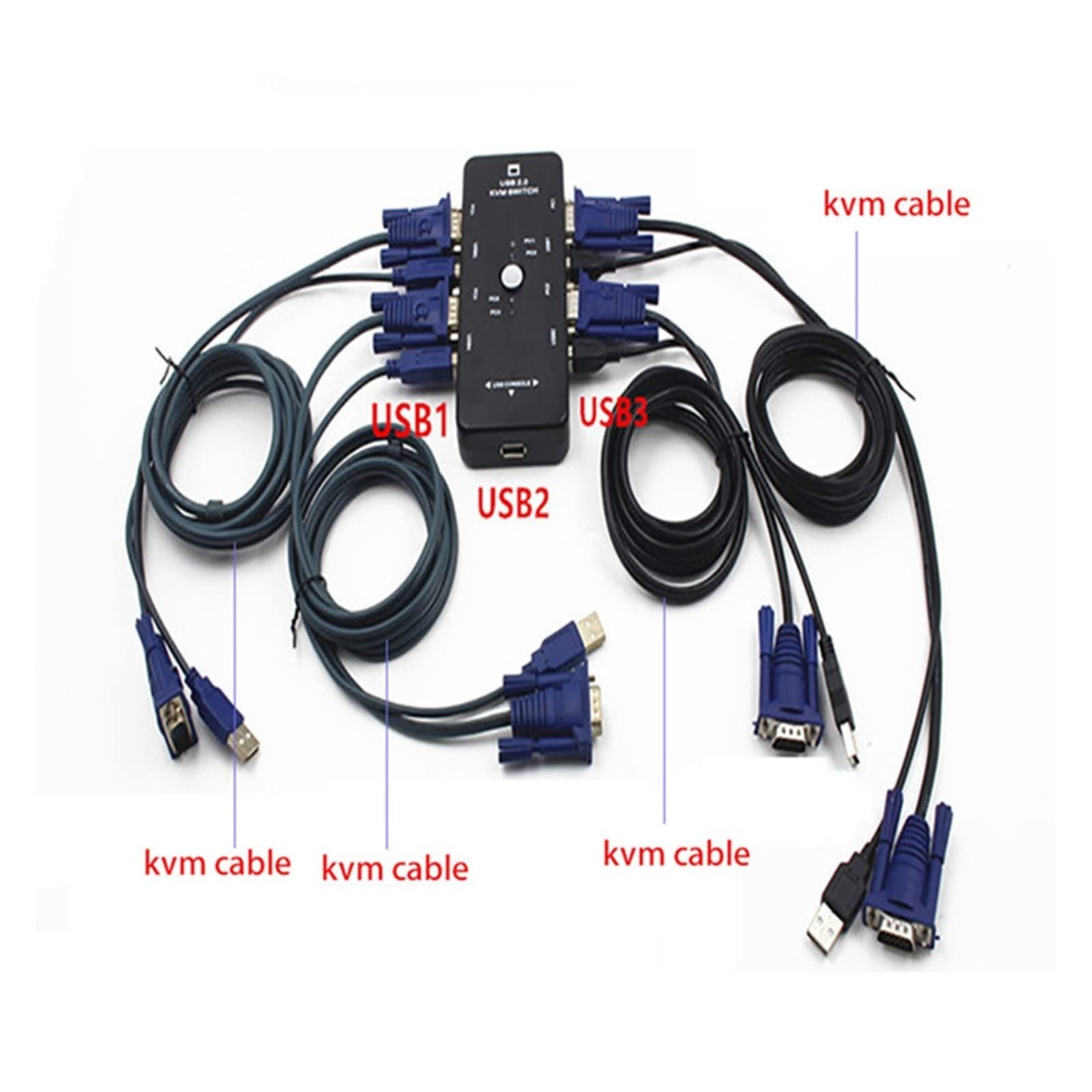 4 portowy przełącznik Kvm USB 2.0 rozdzielacz VGA drukarka klawiatura z myszką Pendrive udostępnij Switcher 1920 * 1440 przełącznik VGA Box Adapter do laptopa, telewizora, projektora(4 KVM lines)