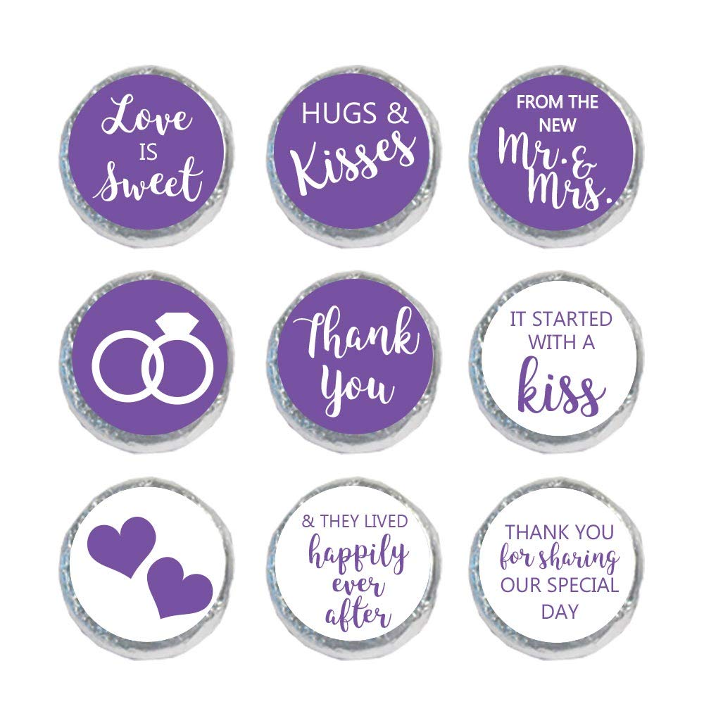 Digitaldoodlebug Mini Candy Stickers 0.75 Inch Wedding Favors Set of 324 (Purple)