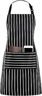 Zsanhua Black Apron, Adjustable Bib Apron with 2 Pockets, Cooking Kitchen Apron for Women Men Unisex, Kitchen BBQ Apron, Cotton Linen Chef Apron for Cooking, Baking Gardening Restaurant