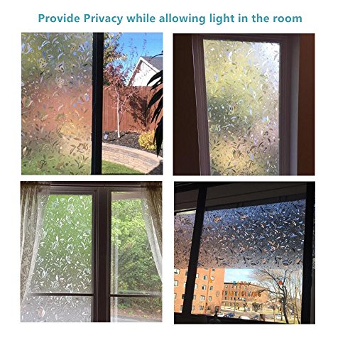 iEventStar 3D Decorative Tulip Flower Pattern Frosted Privacy Window Film Self adhesive Static Sticker for Bathroom Kitchen Living room (17.7" x 78.7")