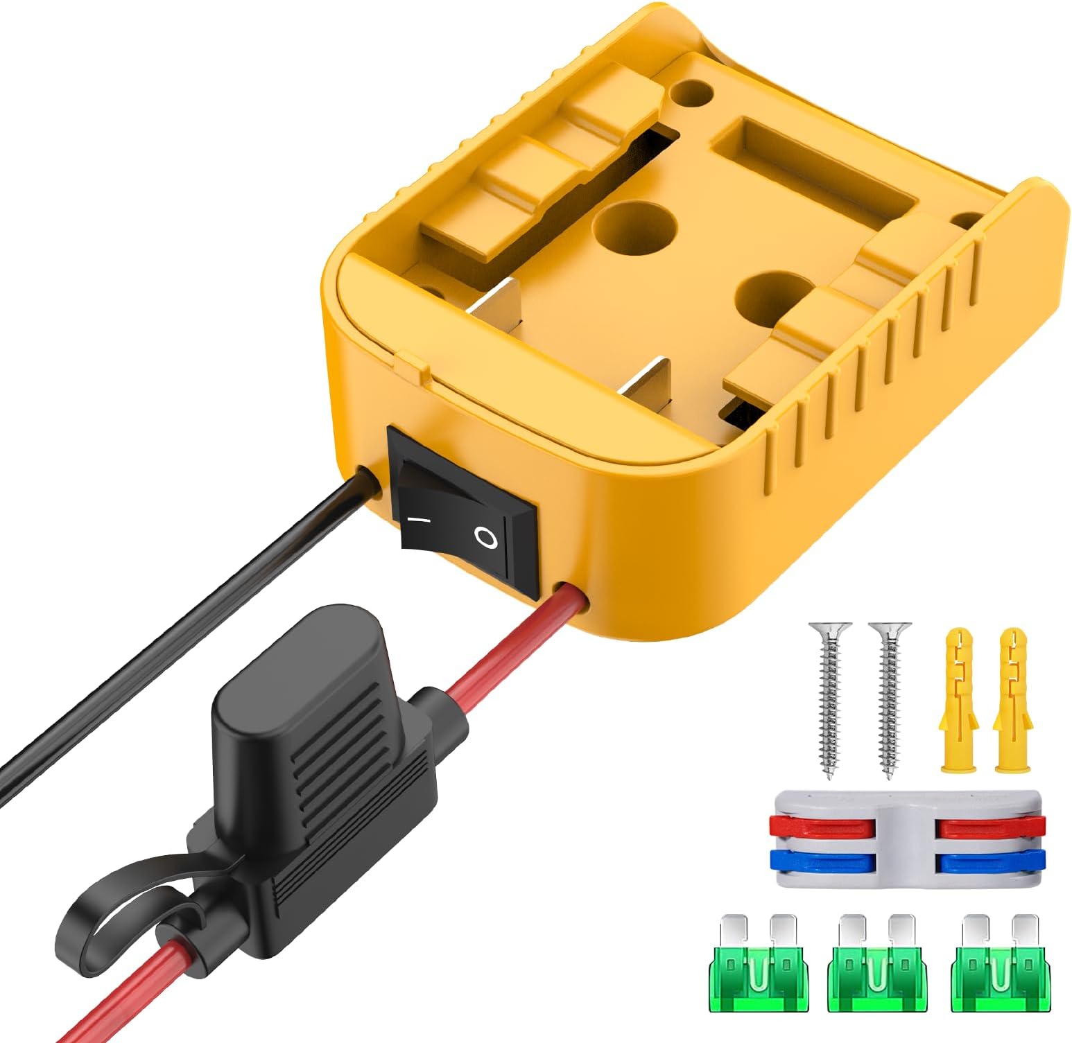 for Power Wheel Adapter Compatible with Dewalt 20V Battery Converter Kit with Switch & Fuse & Wire Terminals & 12 AWG Wire for DIY RC Car Toys Robotics