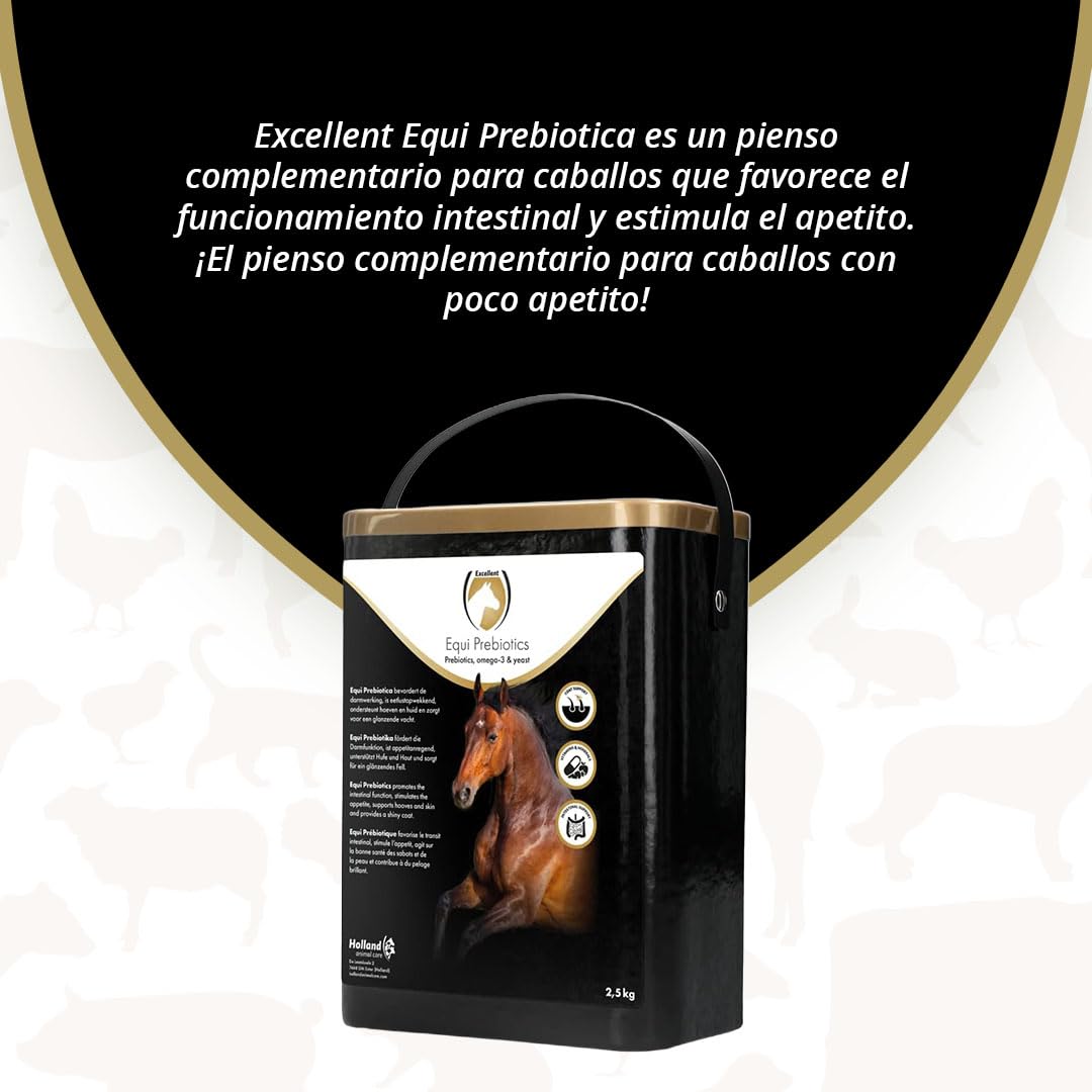 Holland Animal Care Excellent Equi Prebiotics – Promueve la actividad intestinal y estimula el apetito – Adecuado para caballos – 2,5 kg