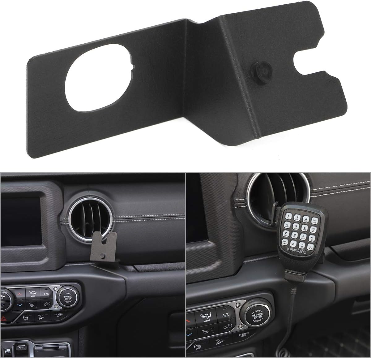 Car CB Raido Mic Mount Passenger Grab Bar Holder Metal Microphone Mounting Bracket for Wrangler JK 2011-2018