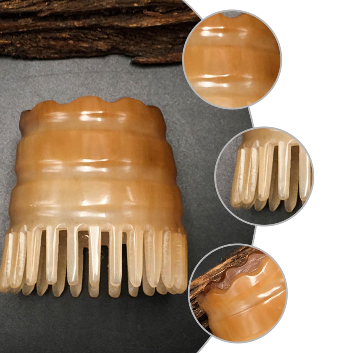 Peine Masajeador de Cuerno Natural Cuero Cabelludo, Cepillo para Champú de Plástico, Masaje Relajante y Limpieza Profunda del Cabello Color Aleatorio