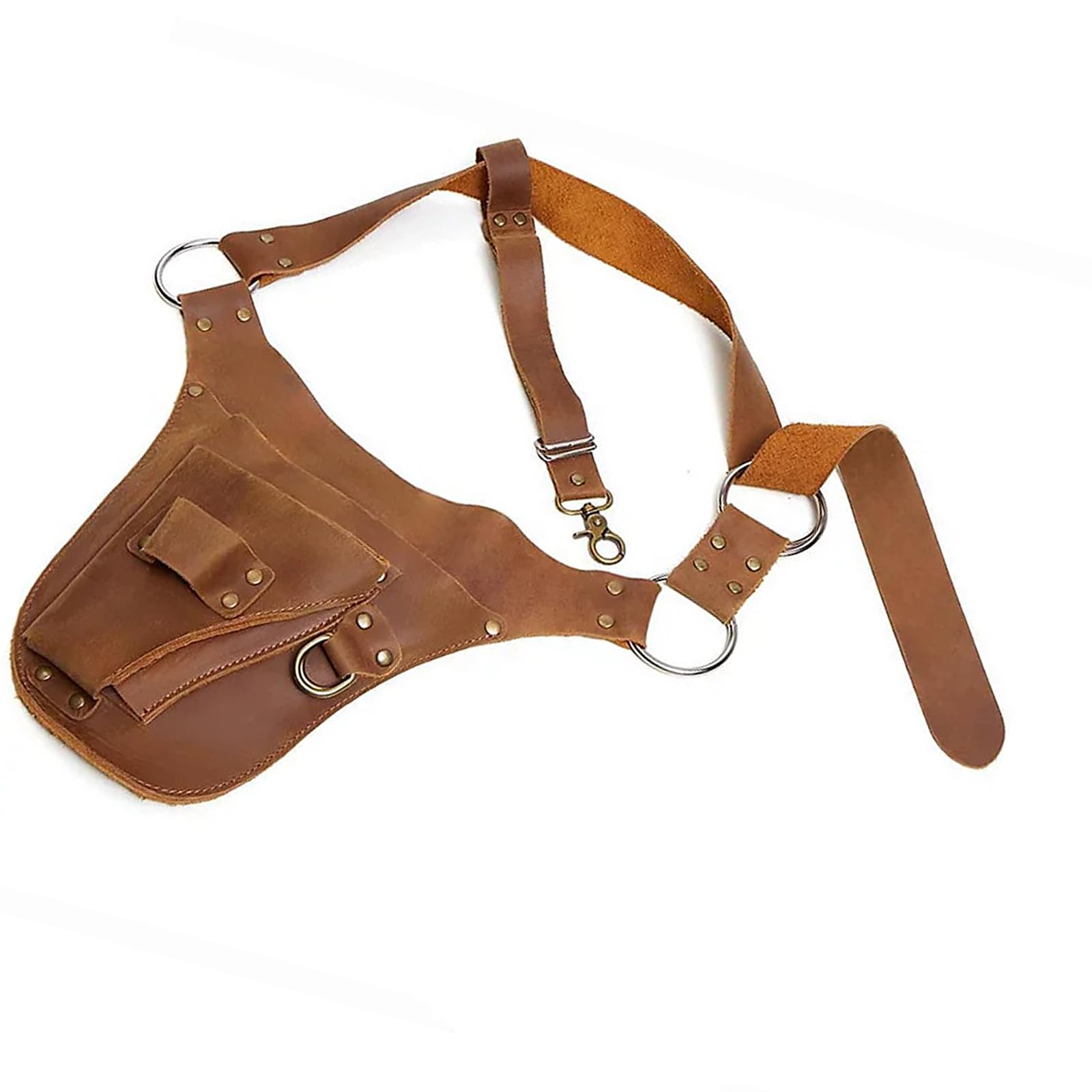 Nvoqilin Men's Big Bag Pu Leather Waist Tool Bag Electric Waist Belt Tool Pouches Bag For Wrench Hammer Screwdriver Heavy Duty Belts Work Aprons For Wo