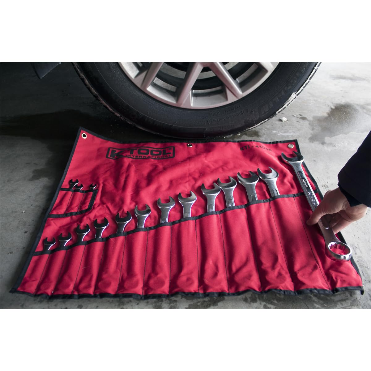 K Tool International 16-teiliges Kombinationsschlüssel-Set – 1/4 Bis 1-1/4 Zoll, Verchromt, Wärmebehandelt – In Praktischer Aufbewahrungstasche