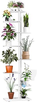 8 Layers Plant Stand Indoor, Plant Display Shelves for Indoor Plants, Corner Flower Stand for Living Room, Multi-Layer Metal Frame PlantS Shelf White 8 Layers