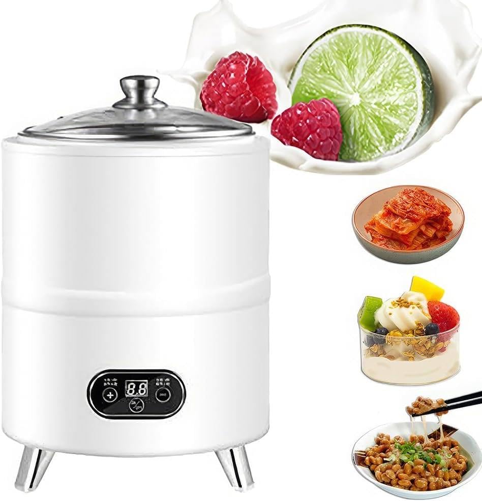 Commercial Yogurt Fermentation Machine,Automatic Yogurt Maker, Digital Yoghurt Machine with LED Display, 25-80°c Temperature Control,Time Control,for Home Use White-8L