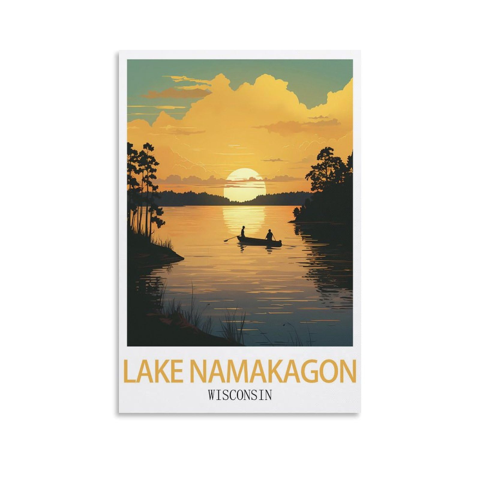 Vintage Metal Tin Sign,Lake Namakagon Wisconsin,Travel Tin Signs Metal Poster Wall Decor Office Cafe Bathroom Badroom 20x30cm