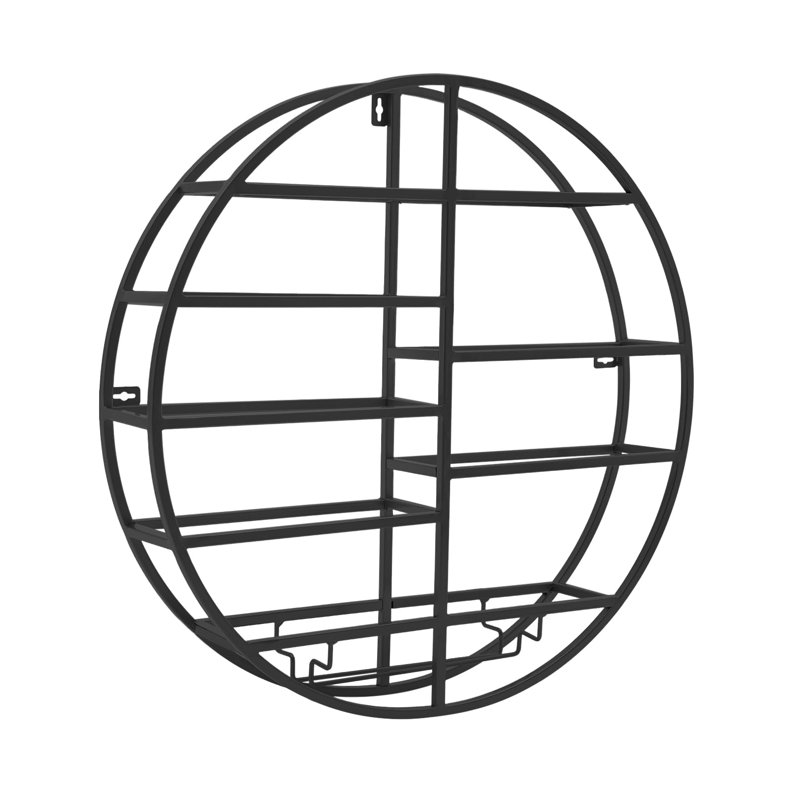 NEATOOM Wall Mounted Round Wine Rack Metal Wine Display Rack Round Wine Glass Goblet Holder Wine Bottle Holder Hanging Wine Rack for Bar Wine Cellar Kitchen Storage Display