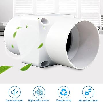 Duct Fan 50 mm / 2 Inch Small Exhaust Fan Duct Fan 6 W Pipe Fan Bathroom Mixing Flow Pipe Fan for Office Hall Hydroponic Room Air Volume 36 m³/H White