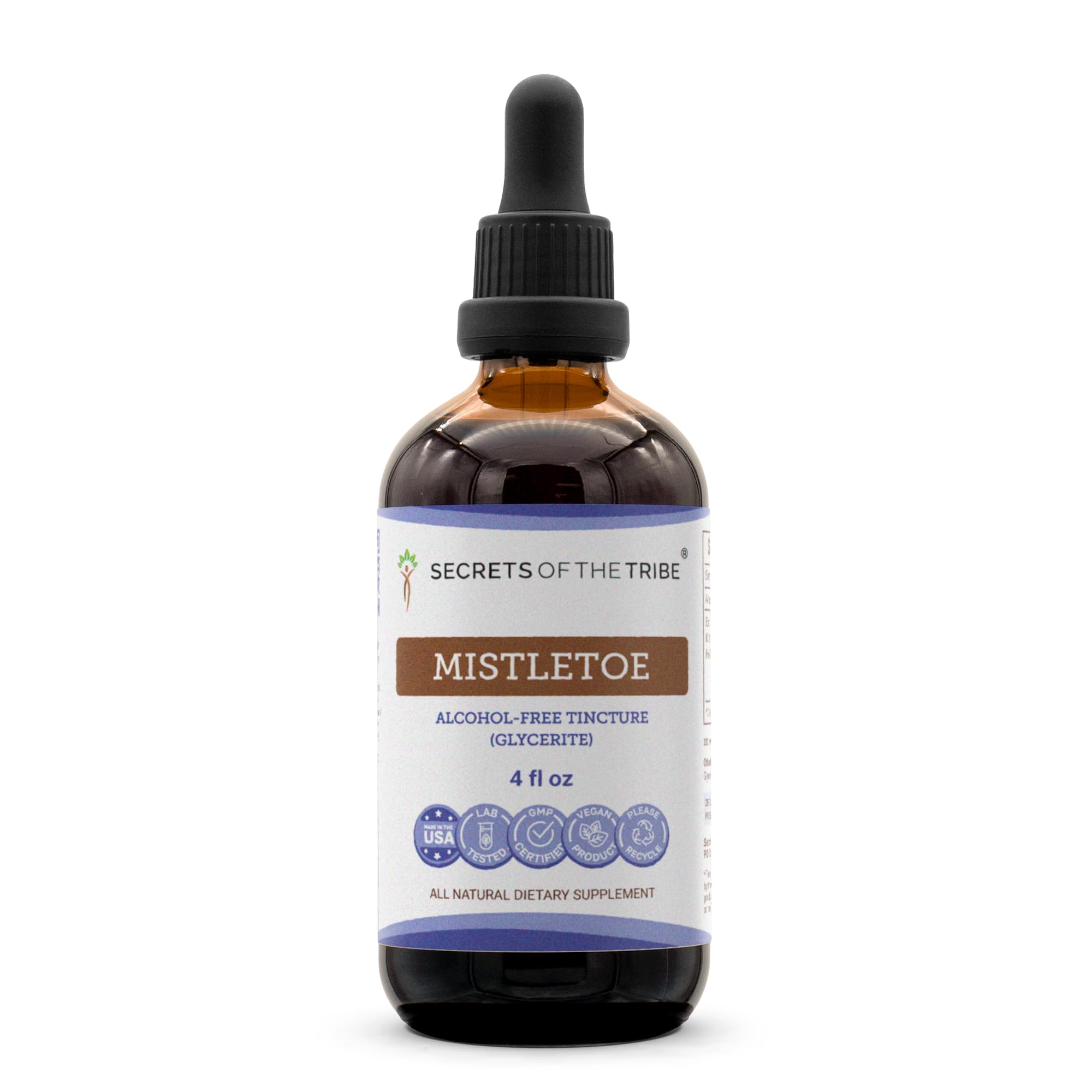 Secrets of the Tribe Mistletoe Tincture Alcohol-Free Liquid Extract, Mistletoe (Viscum Album) Dried Herb (4 FL OZ)