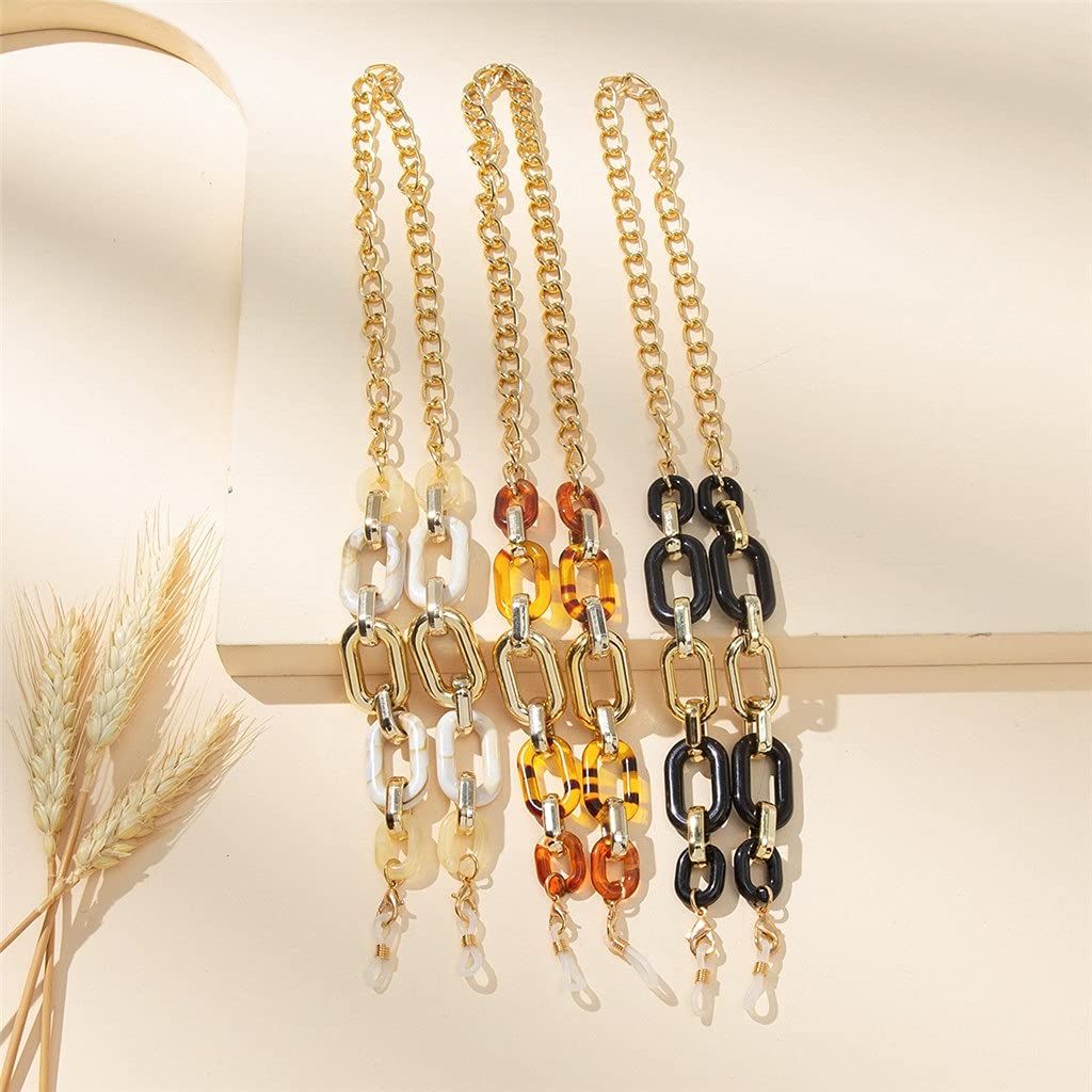 Leopard-Acryl-Sonnenbrillenkette Damen-Lesebrillen-Brillenkette Brillenkordelhalter Umhängeband Lanyard 65 cm (Color : C, Size : Length-70CM) (E Length)