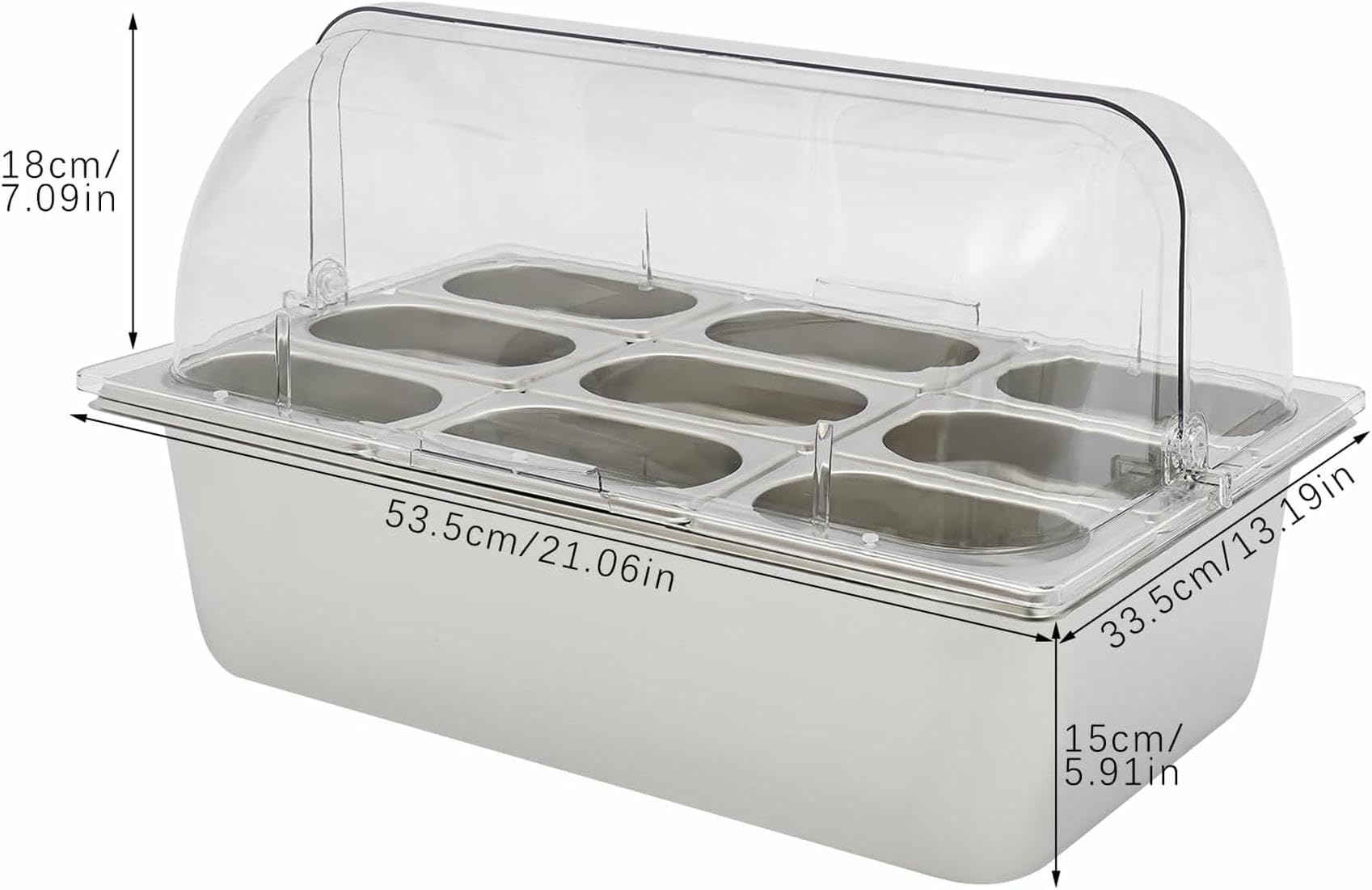 1 Set für Salatbar, Buffet-Station, Lebensmittel-Servierbehälter, Lebensmittel-Servierdisplay mit Deckel, kalte Speisen, Buffet-Servierer für Zuhause, Hotel, Einkaufszentrum~/