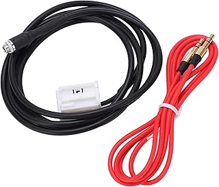 Acouto Cabo auxiliar para carro com cabo vermelho adaptador de áudio auxiliar de 3,5 mm para Octavia RCD510 RCD310