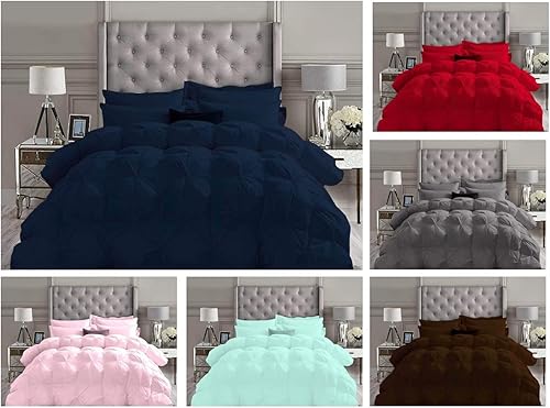 Miniatura 2 de Anex Linen Juego de edredón plisado de 3 piezas, 100% algodón orgánico de alta calidad, ultrasuave, plumón de ganso alternativo, con 2 fundas de