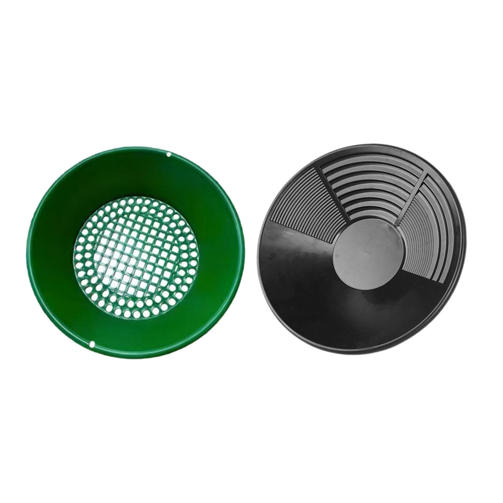 FashionCha 2-piece Gold Panning Set, Accessories, Professional Classifying Sieve, Gold Panning Pans for Hobby Gold Panners, Enthusiasts And Beginners, Green Sieve