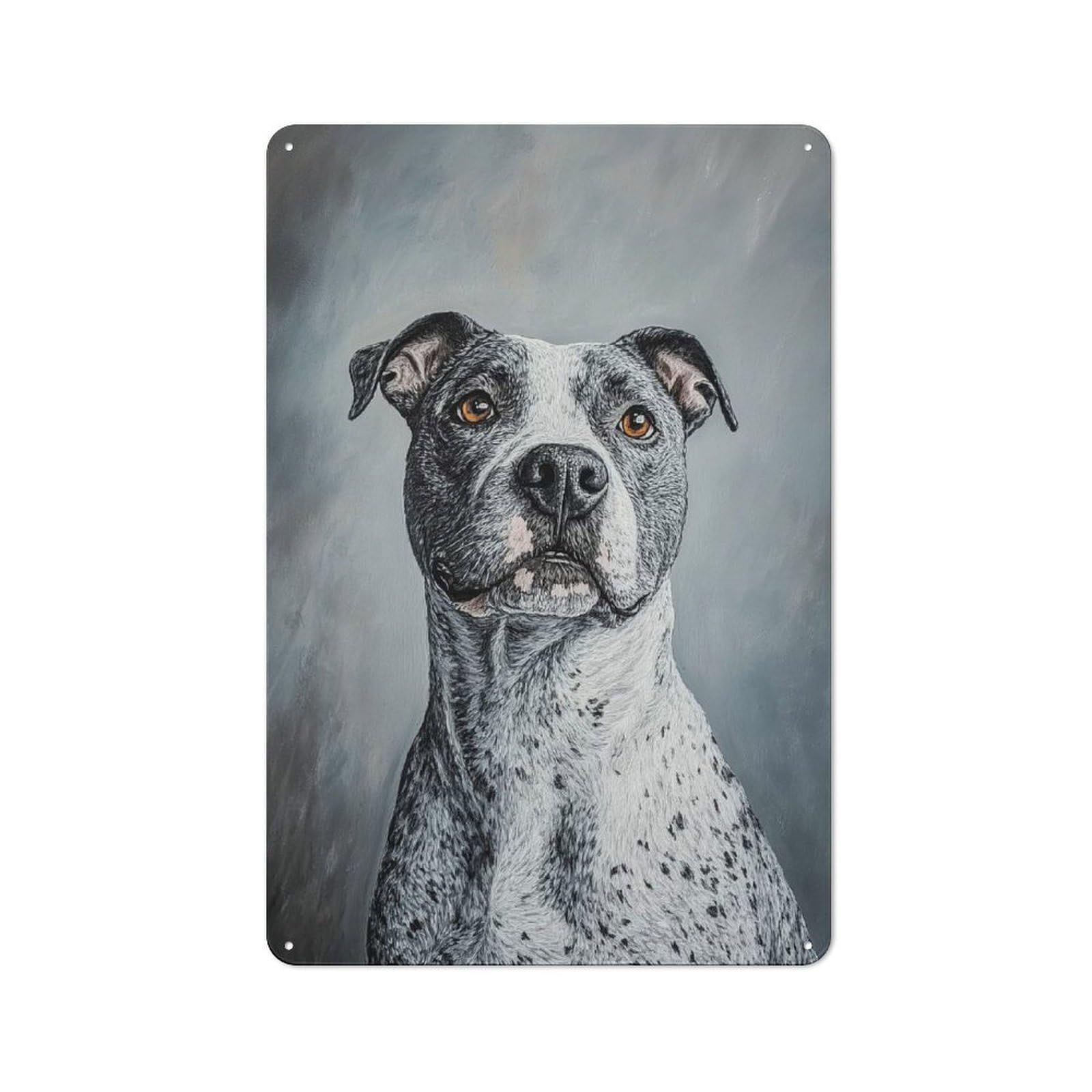 Junmoney Style-16 Pit Bull Portrait Rustic Tin Sign 30X20cm For Garden Room Or Summerhouse, For An Autumn Wall Display In Garden Room And Summerhouse