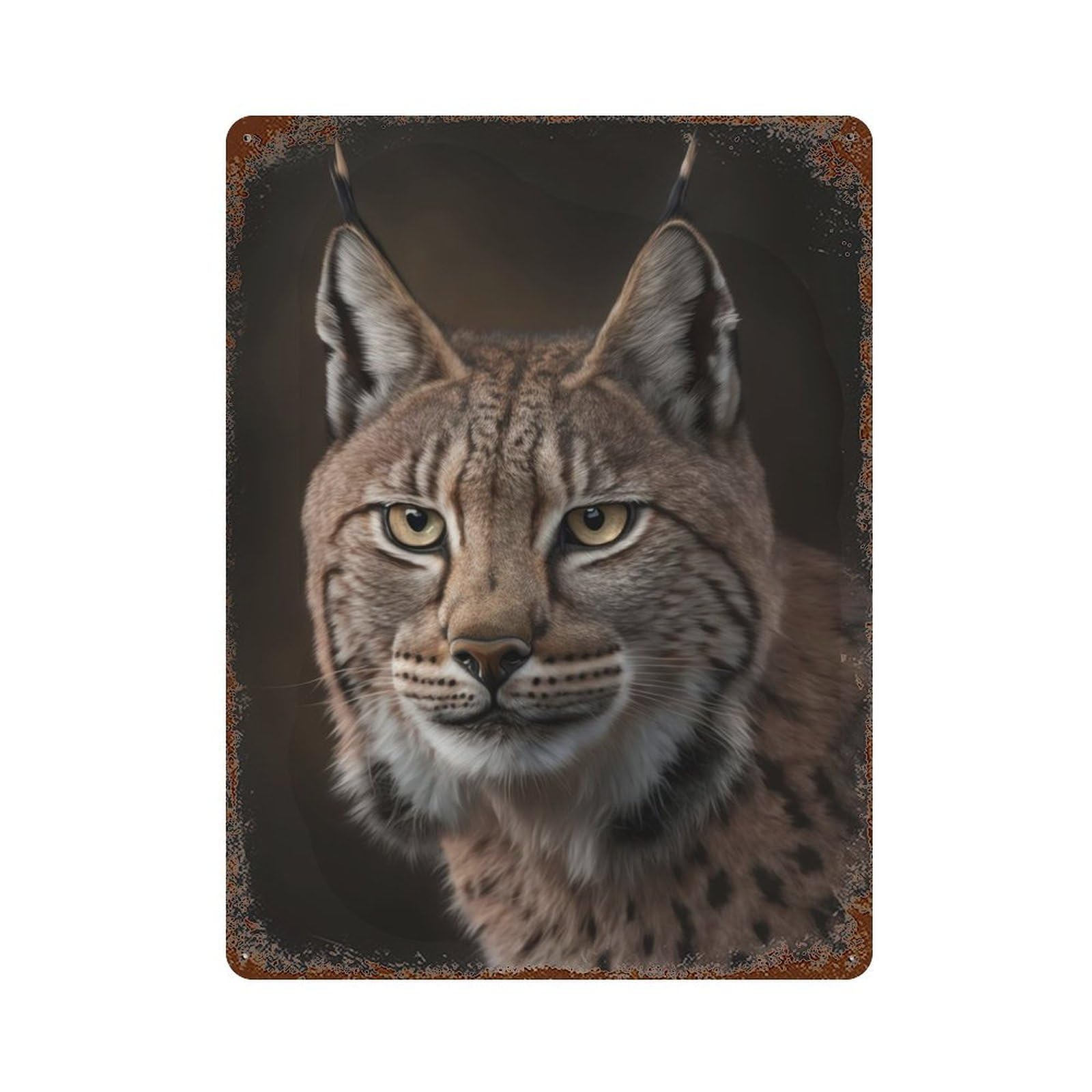 Lynx Portrait Decorative Tin Sign 15.7"x11.8", Retro Wall Decor for Living Room, Hallway And Home Decor