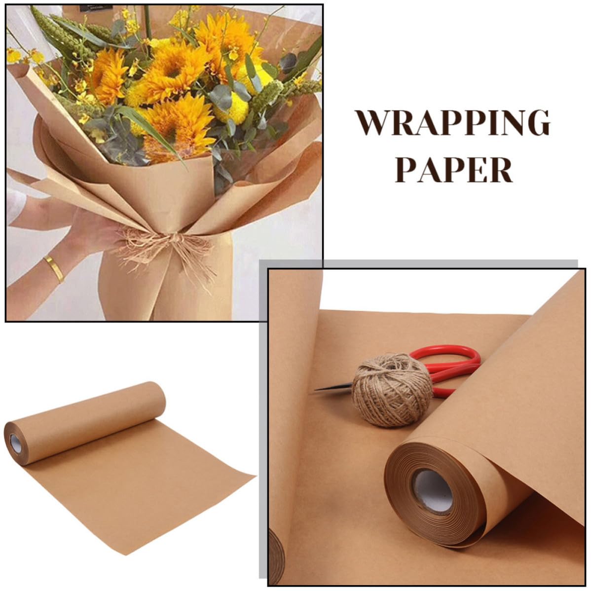 ibasenice Papier Papier Sûr Odeur Marron 45 Cm X 30 Rouleau pour Emballage Cadeau et Artisanat pour Emballage et Travaux Manuels