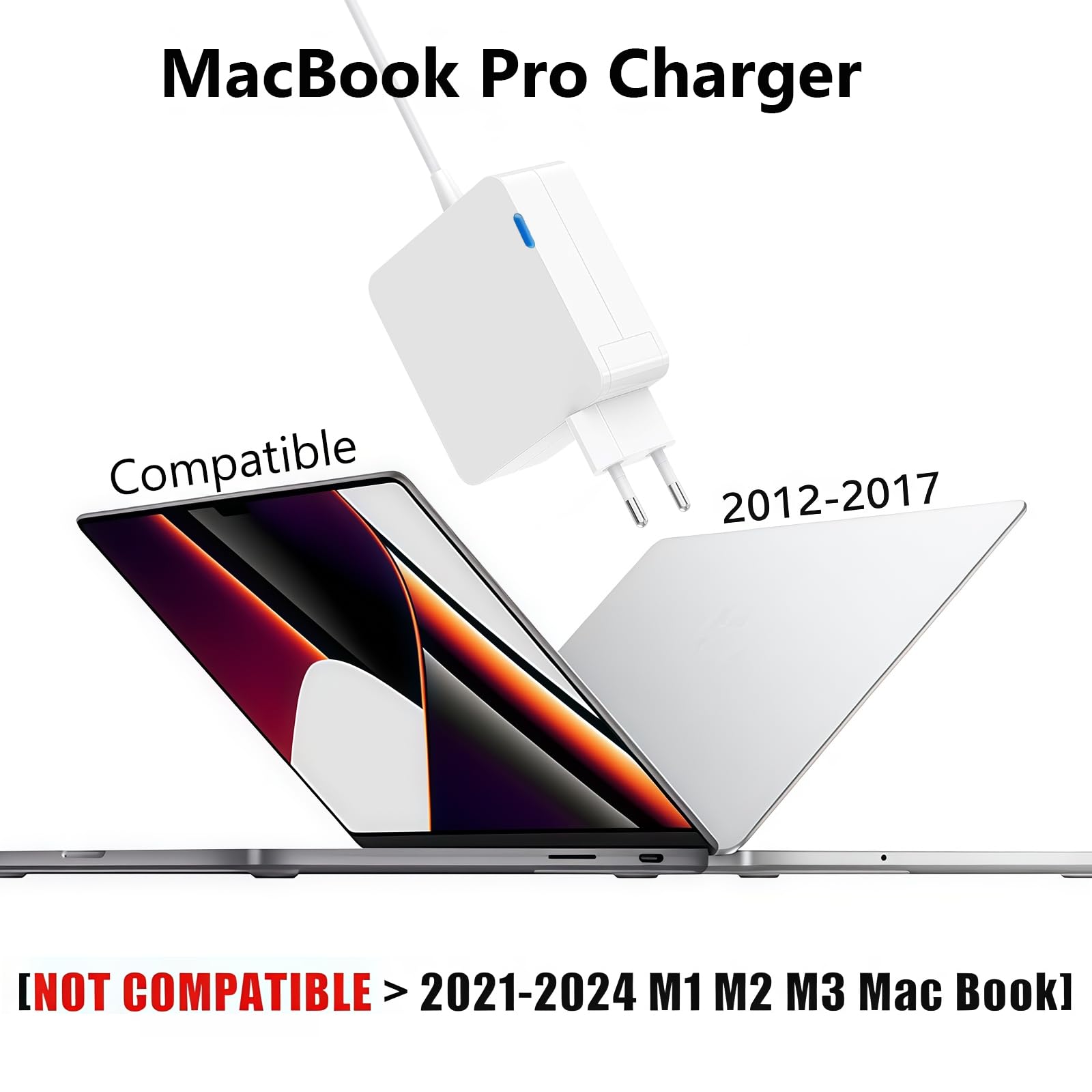 85W T-Tip Caricatore, Sostituire l'adattatore di Alimentazione Mac-Book, Compatibilità Mac-Book Pro 13"&15"&17" Inch (2012-2015) Modello A1174,A1290,A1424,A1398,A1343,A1172, Applicabile 85W/60W/45W