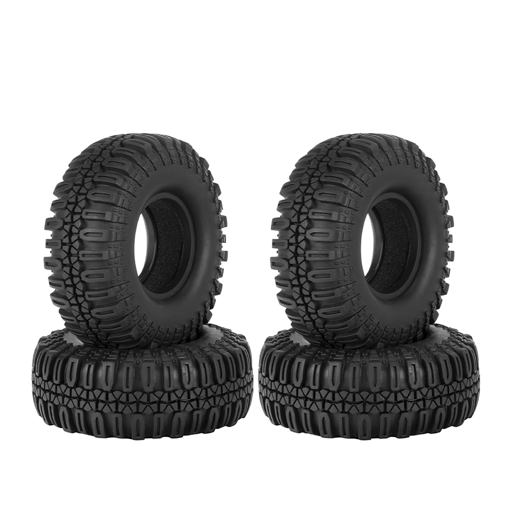 KINGCOO 4PCS RC Crawler Rubber Tires 1.9 inch Wheels Tyres for 1:10 RC Rock Crawler Car Off-road Model Car for Axial SCX10 90046 CC01 D90 D110 TF2 Tamiya TRX4 Gen8 Upgrade Parts (110x40mm)