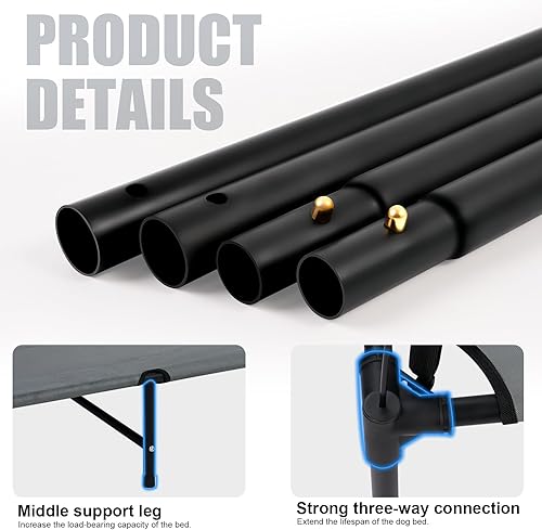 Miniatura 4 de Cama elevada para perros de 42 pulgadas con almohada, cama elevada para perros con seis pies de apoyo, camas transpirables y refrescantes para