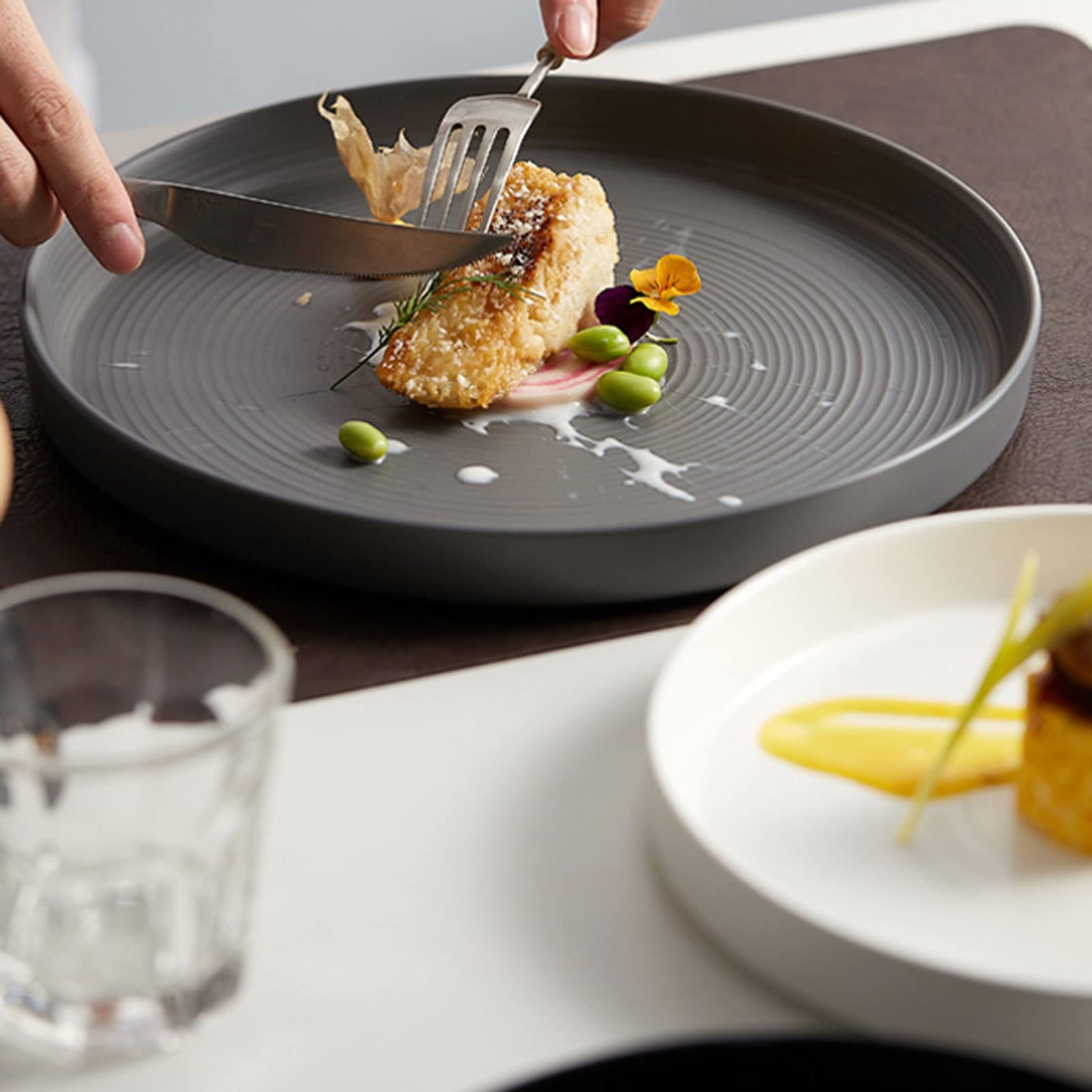 Platos Platos para Servir Blancos, Platos de Porcelana Aptos para Horno, Platos para Servir, para restaurantes, Fiestas Familiares y Uso en la Cocina - Redondos