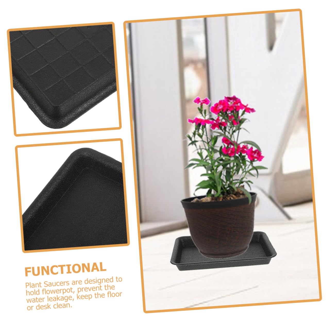 8piezas Bandeja para Macetas Rectangular de Plástico Bandejas para Plantas para Agua Platillos Reutilizables para Bonsái para Jardineras Uso Interiores y Exteriores