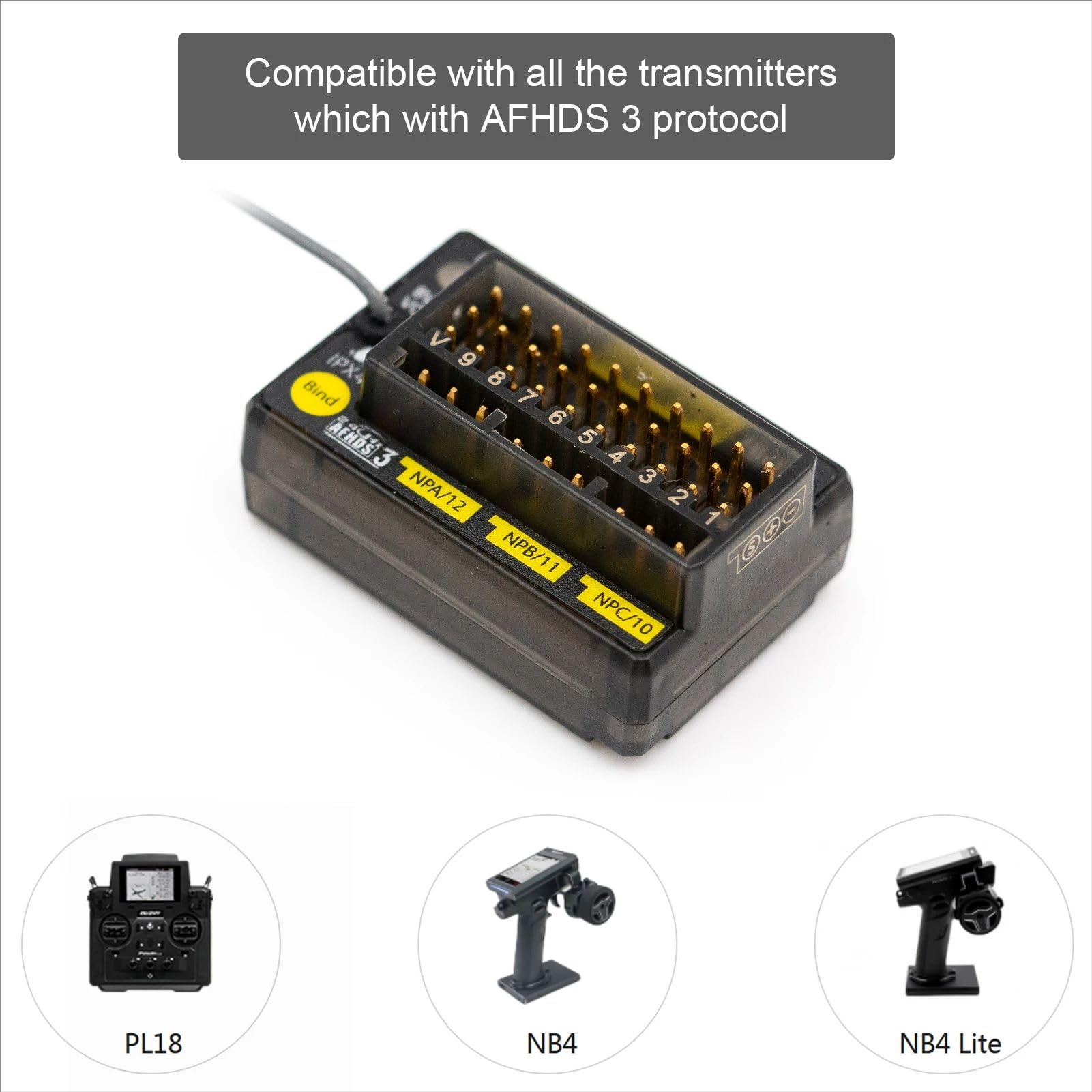 FS FGr12B 2.4GHz Mini 12CH Empfänger PWMPPMi-Bus in 3.5-9V Kompatibel mit AFHDS3 PL18 NB4 NB4 Lite RC Auto Boot Sender Fernbedienung