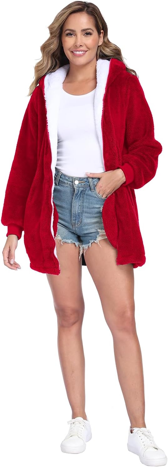 RONGTAI Womens Oversized Jacket Casual Full Zip Up Hoodies for Women Fleece Sweatshirt with Pockets - Image 4