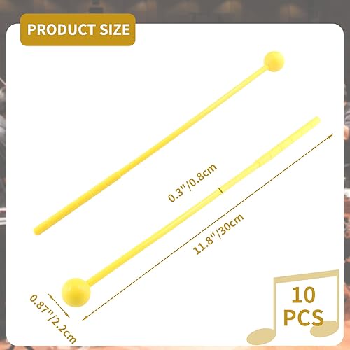 Miniatura 3 de 10 mazos de plástico, palos de percusión de 11.8 pulgadas de longitud para adultos, mazos de xilófono, instrumentos de percusión, mazo de campana,