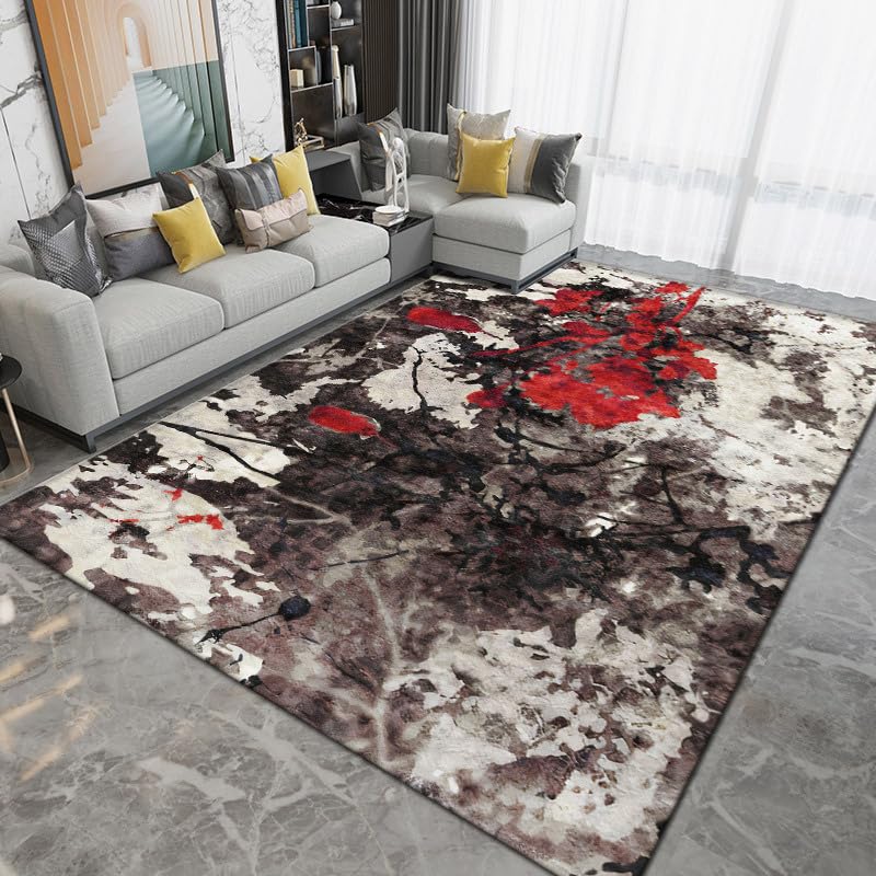 Tapis de cuisine antidérapant lavable salon style encre abstrait gris