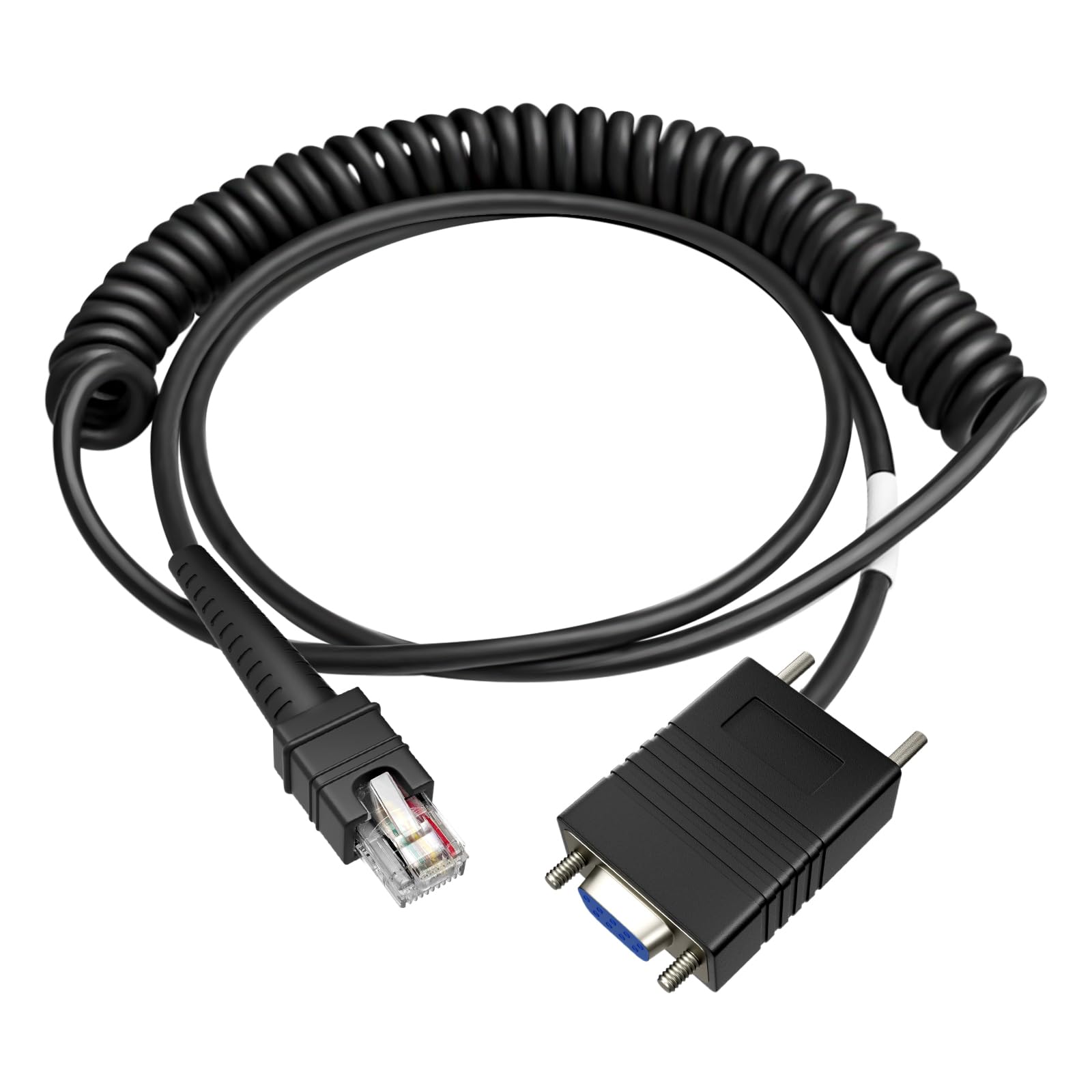 WUHAO CBA-RF2-C09ZAR RS232 Cable DB9 Female Connector 9.8ft for Zebra LI3608 LI3678 DS3678 DS3600-KD DS3608 Barcode Scanner Coiled Cable Power Pin 9