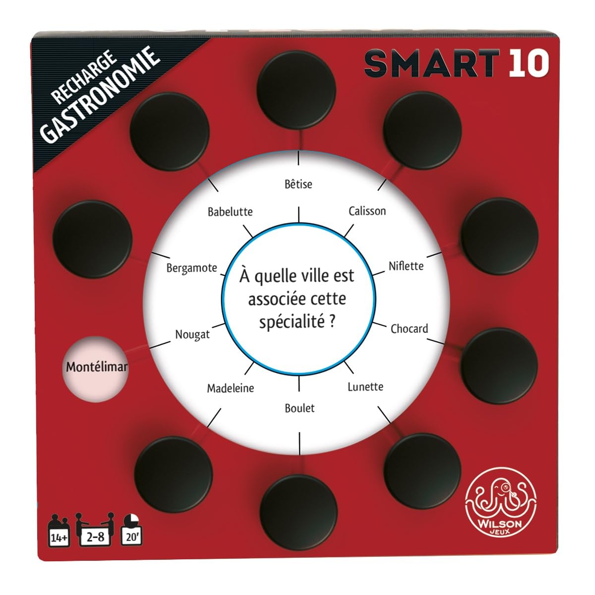 Wilson jeux | Smart 10 French Version | Gastronomy Theme Refill | 50 Double-Sided Cards and 100 New Questions | Replace Cards in Your SMART10 Case or Mixer Questions