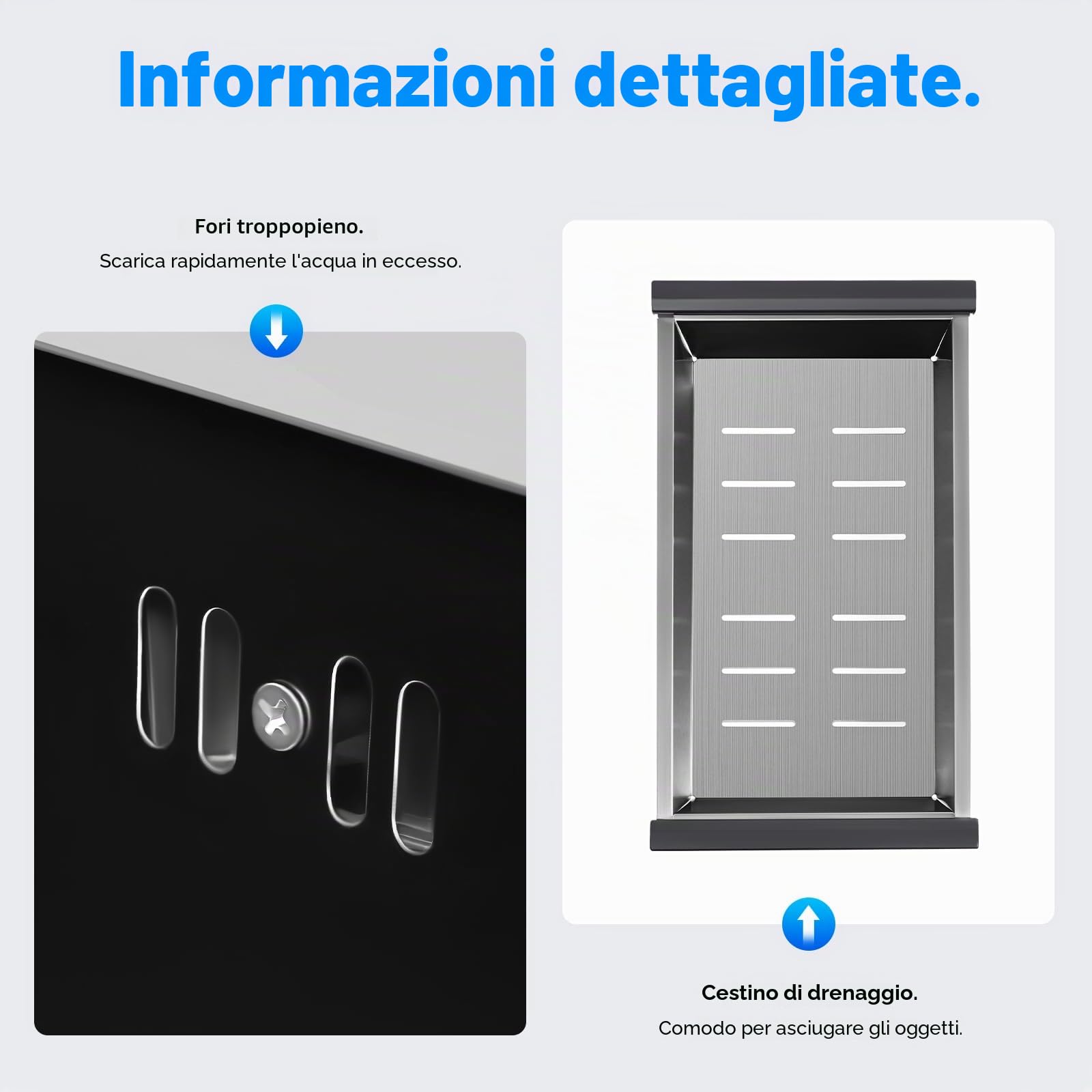 Lavello da cucina indipendente, 2 vasche in acciaio inox, 78 x 43 x 22 cm, in acciaio inox, con dispenser di sapone, per cucina e ristoranti