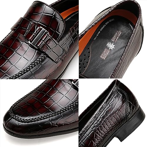 Image of Classic Leather Dress Shoes for Men, Premium Alligator Printed Bussiness Dress Slip on Loafer for Mens