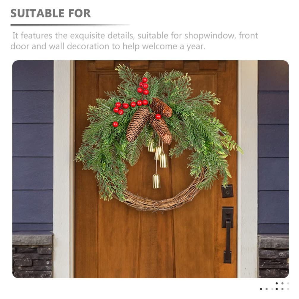 Weihnachtskranz Mit Glocken：34Cm KüNstlicher Deko Kranz TüRkranz Weihnachten Modern FüR HaustüR Und Wandfestliche Boho Kranz Mit Beeren Und Tannenzapfen Weihnachtsdekoration
