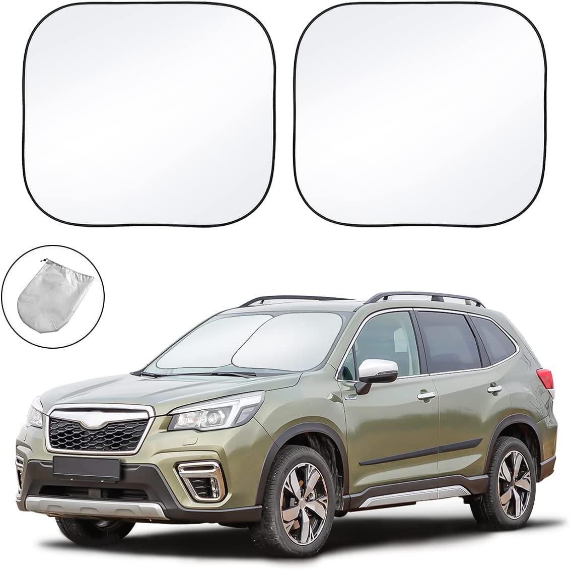 2PCS Car Windshield Sun Shade, Foldable Sun Shield for Car Front Window Blocks UV Rays and Keeps Your Vehicle Cool, Auto Sun Blocker Visor Protector Universal for Truck SUV Pickup (28