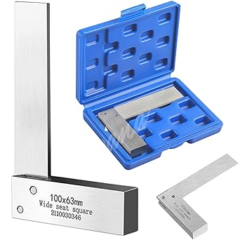 Machinist Square Set 4 Inch, Atarvana Mechanical Steel High Precision Square, Harden Carbon Steel Engineer Square, 90 Degree Wide Base Square, L-Type Right Angle Ruler Tool for Woodworking