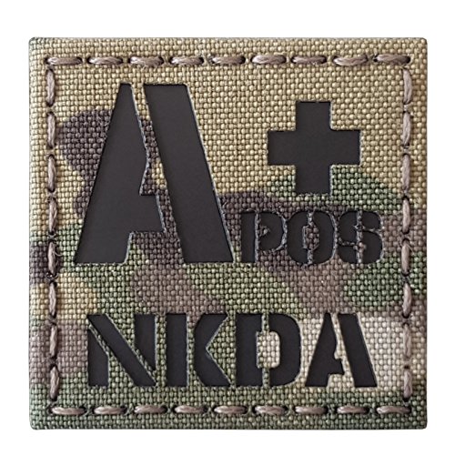 APOS NKDA A+ Blood Type 2x2 Tactical Morale Fastener Patch (Multicam)