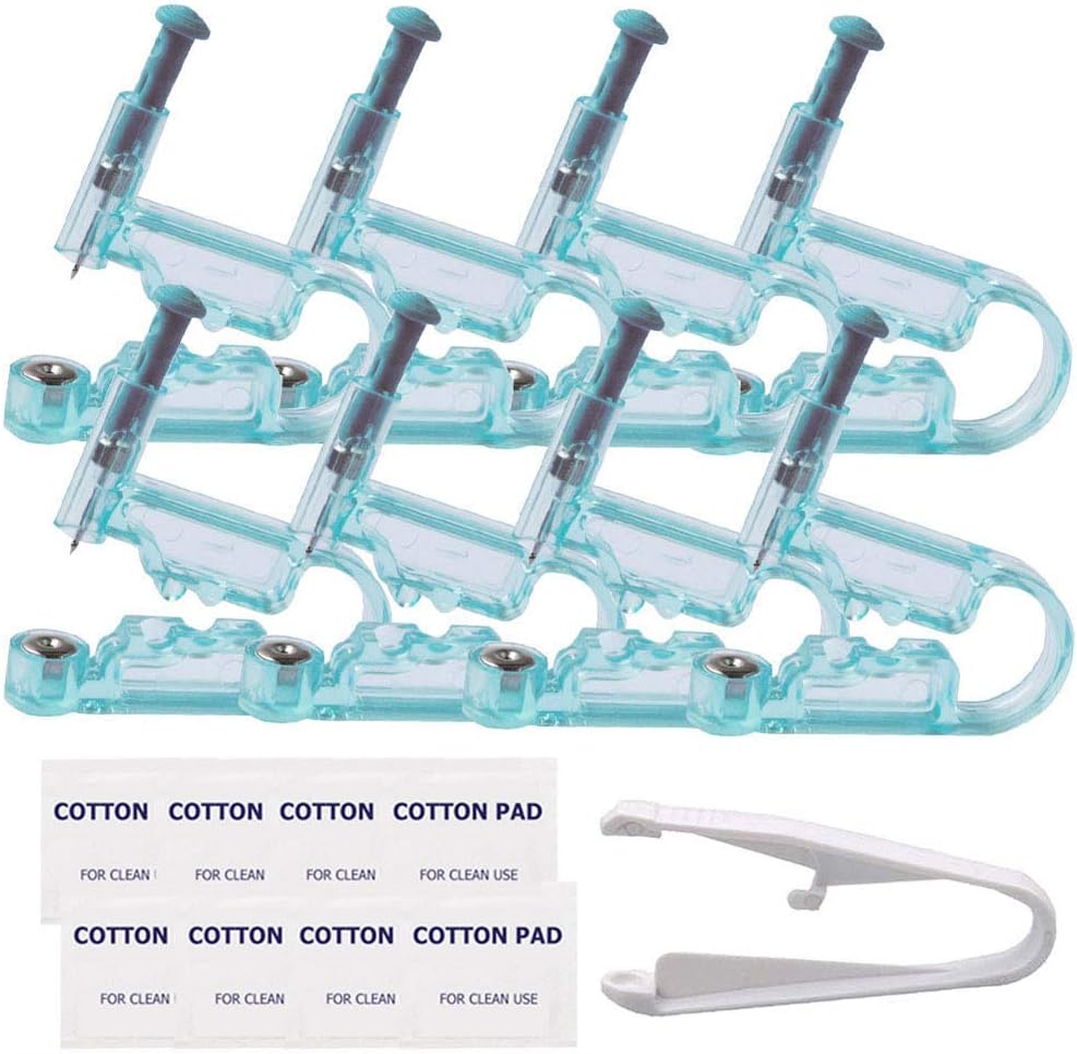 Ear Piercing Gun Kit - 8pcs Disposable Guns with Ear Studs & Aid Tool