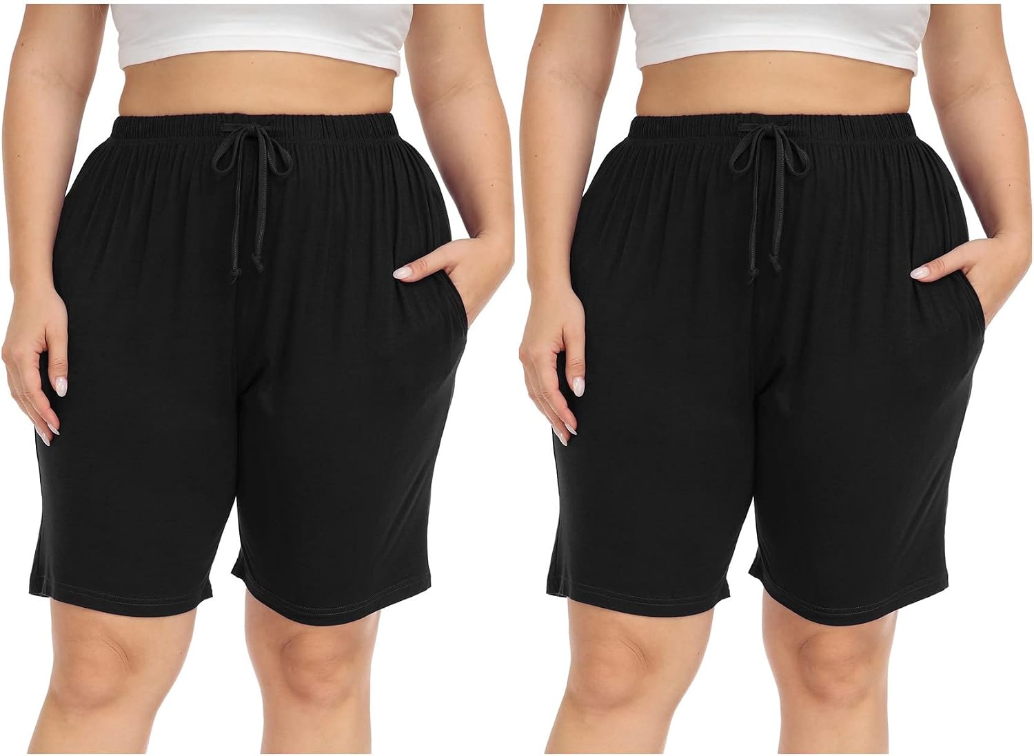 Kotii Women's Plus Size Casual Shorts Yoga Lounge Athletic Shorts Pajama Walking Workout Shorts with Pockets