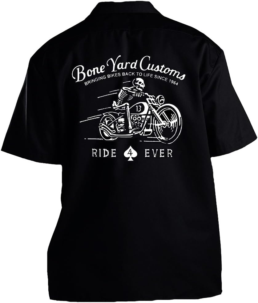 GearHead Biker Motorcycle Bone Yard Customes Work Shirt